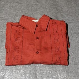 Monte Carlo medium m long sleeved Button up  button down shirt burnt red colour